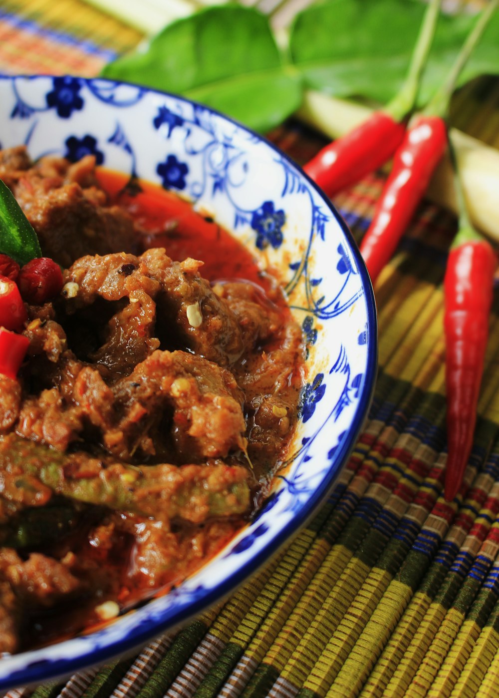 a close up of a bowl of food on a table