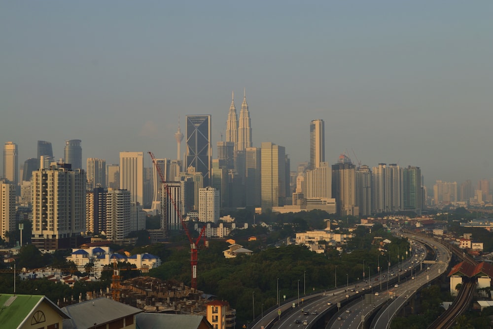 a view of a city with a lot of tall buildings