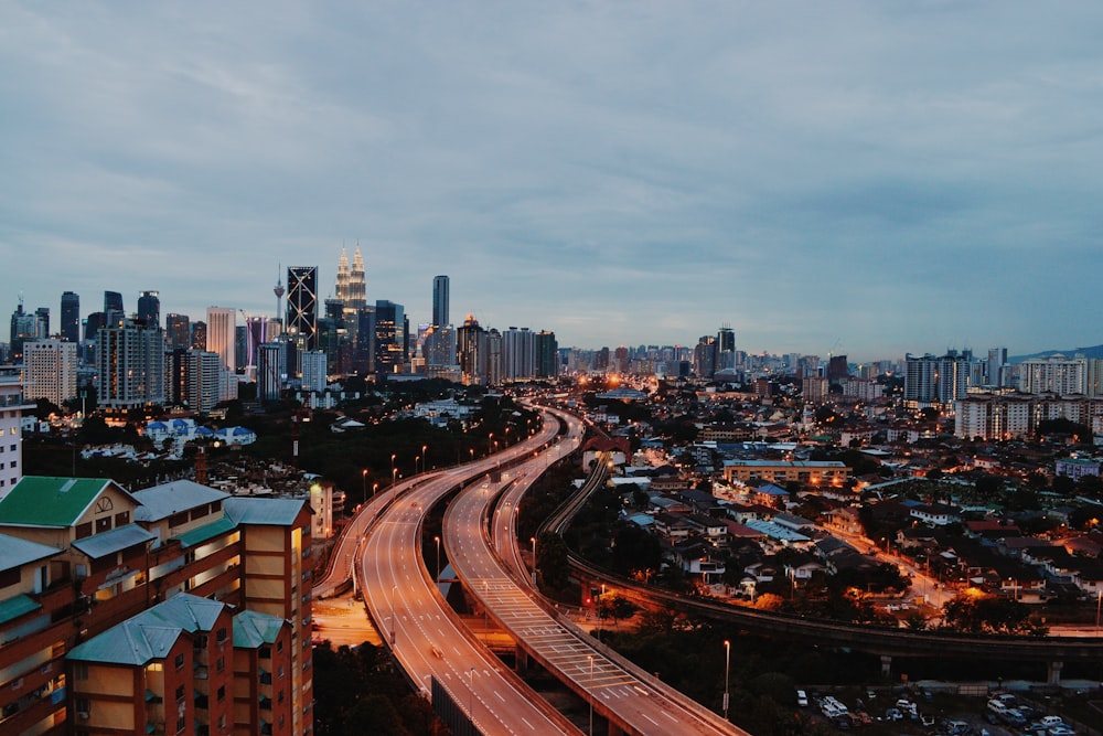 a view of a city from a high rise