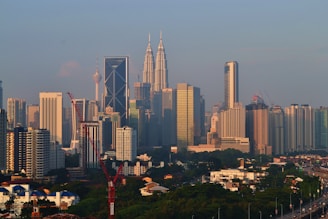 a view of a city with tall buildings