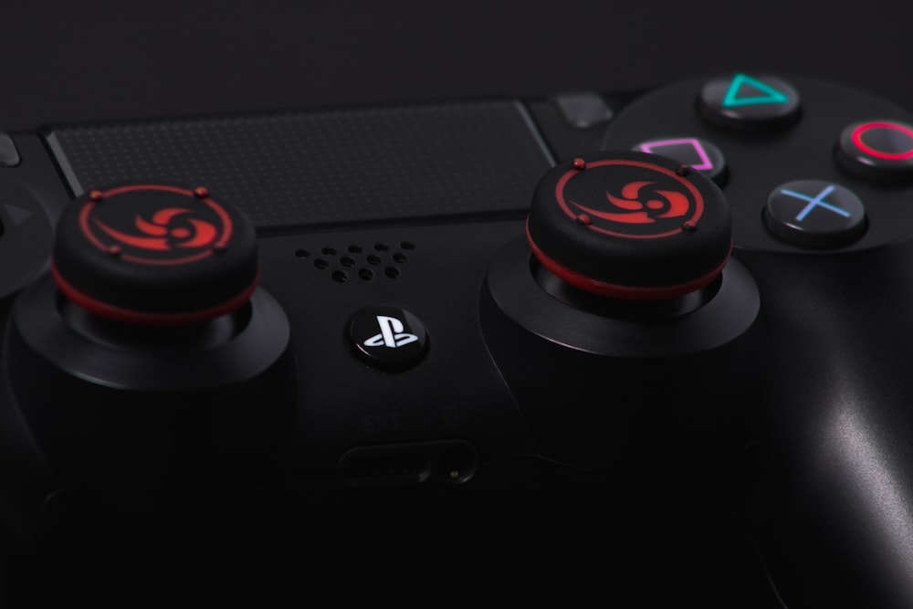 black and red game controller