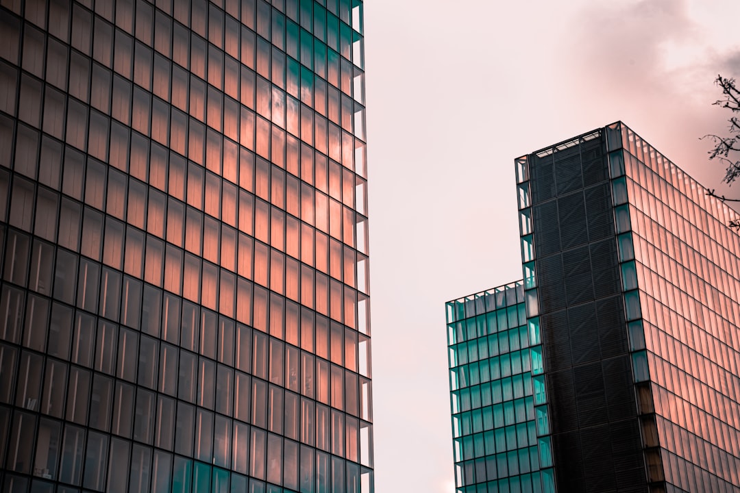 brown and blue concrete building