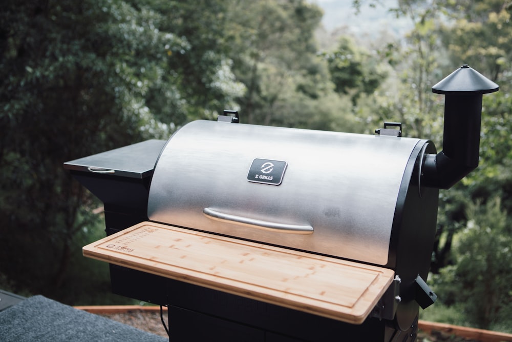 black and silver outdoor grill