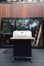 white printer on brown wooden desk