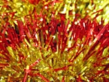 A close-up of colorful hair tinsel strands arranged elegantly.