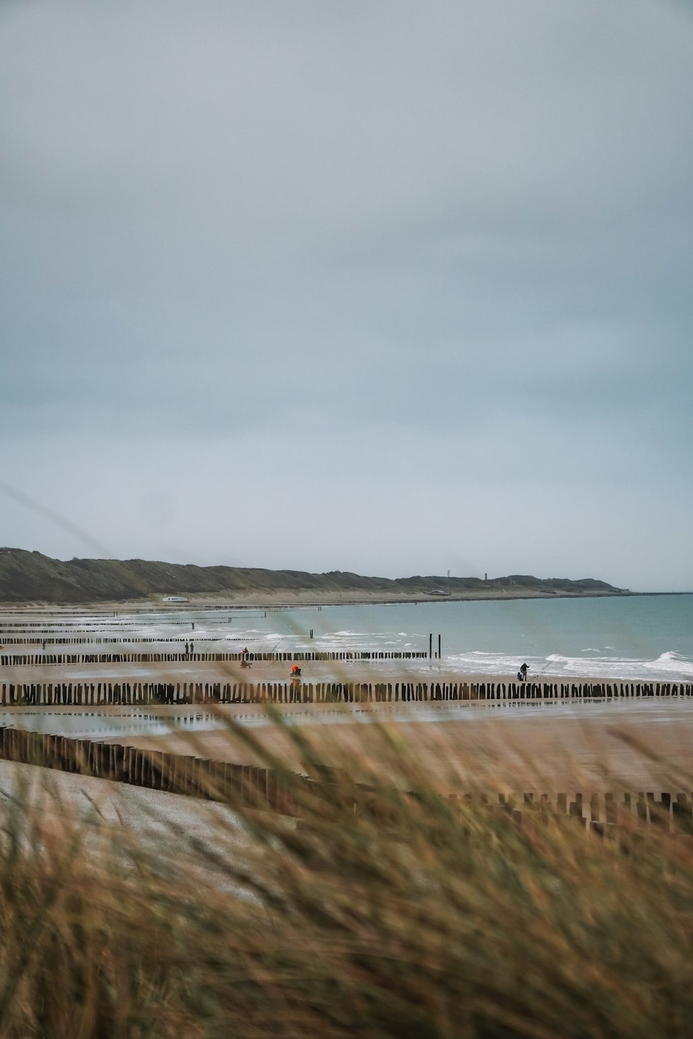 Menschen, die tagsüber am Strand spazieren gehen