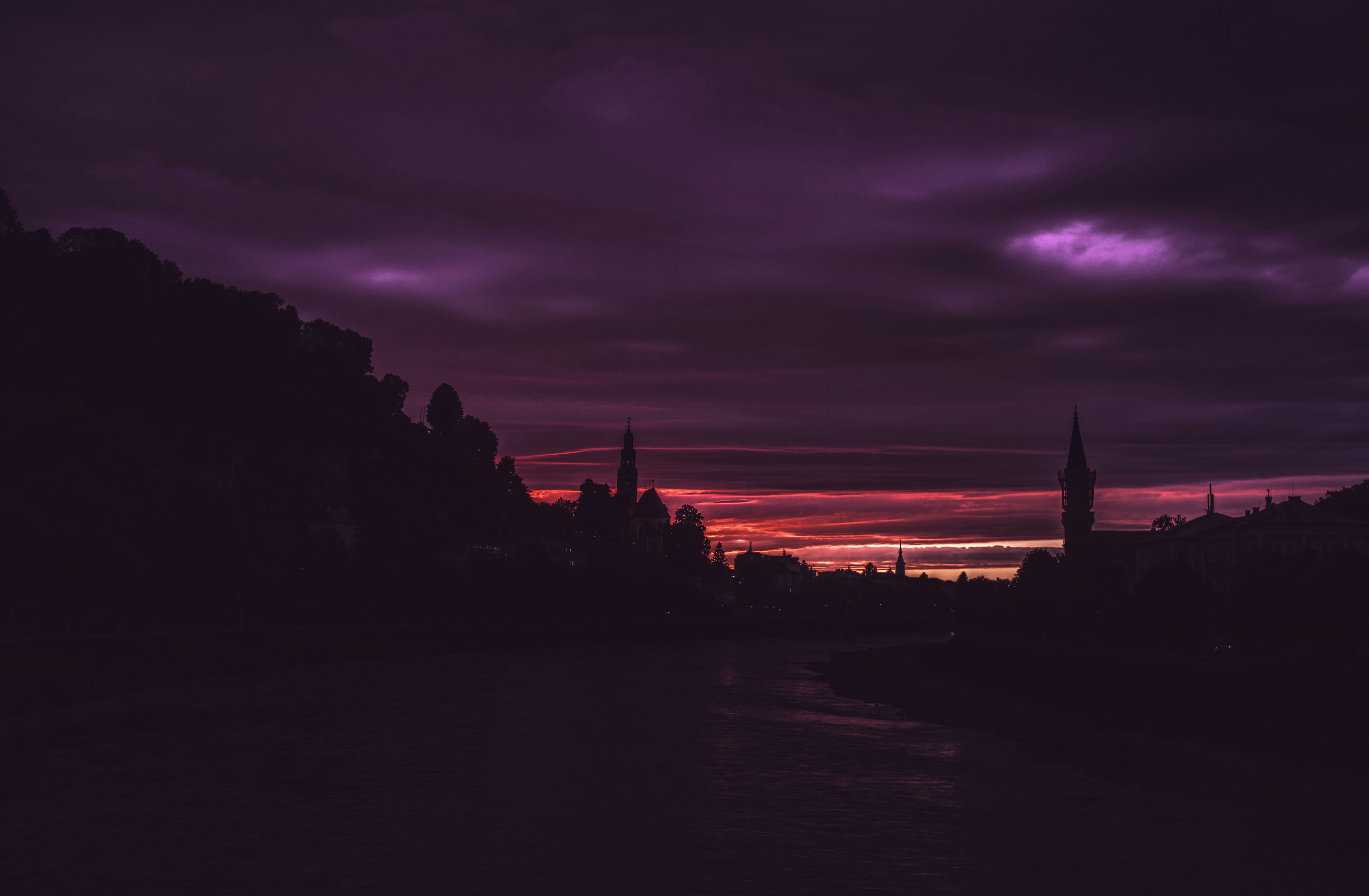 silhouette of building during sunset