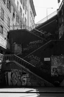 grayscale photo of concrete building