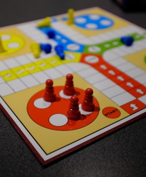 white red yellow and blue game board