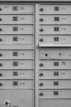 gray steel locker with numbers