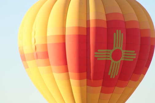 yellow red and blue hot air balloon