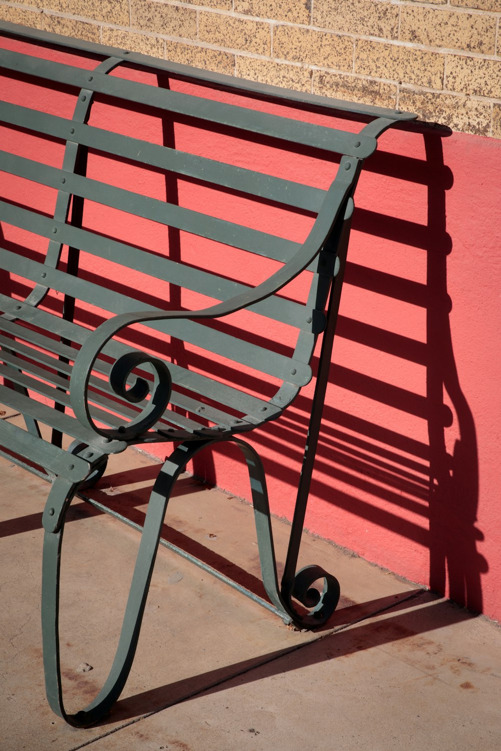 red and black metal bench