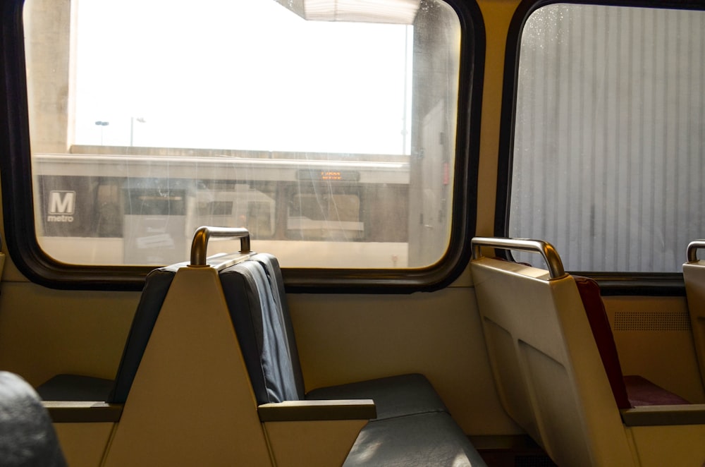 black and yellow train seat
