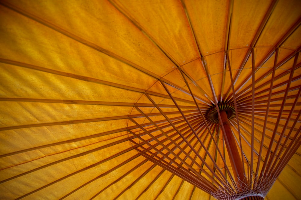yellow and white striped umbrella