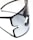 A pair of sleek, black sunglasses with tinted lenses is placed on a reflective surface. The sunglasses' modern design is emphasized by their minimalistic frame and large, rectangular lenses. The reflection creates a doubling effect, enhancing the visual impact.