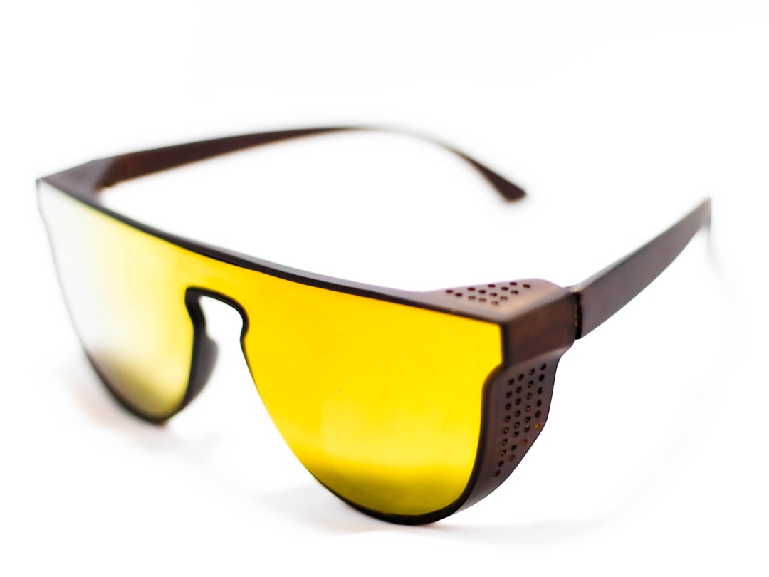 yellow and black framed sunglasses