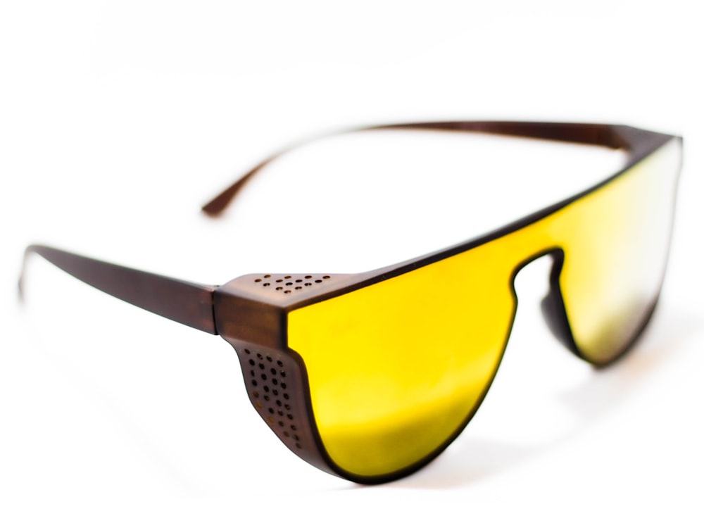 yellow and black framed sunglasses