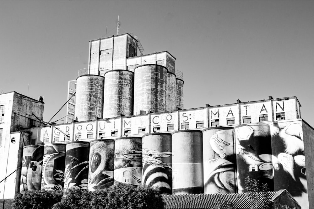 grayscale photo of concrete building