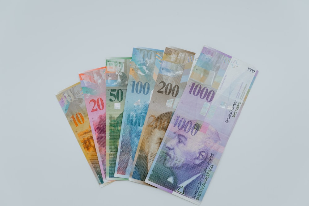 10 and 20 banknotes on white surface