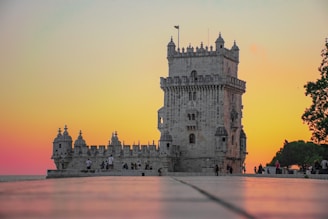 gray concrete castle during sunset
