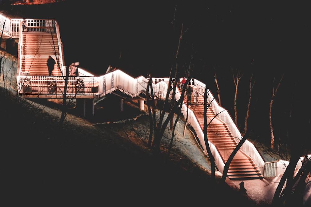 white and brown wooden bridge