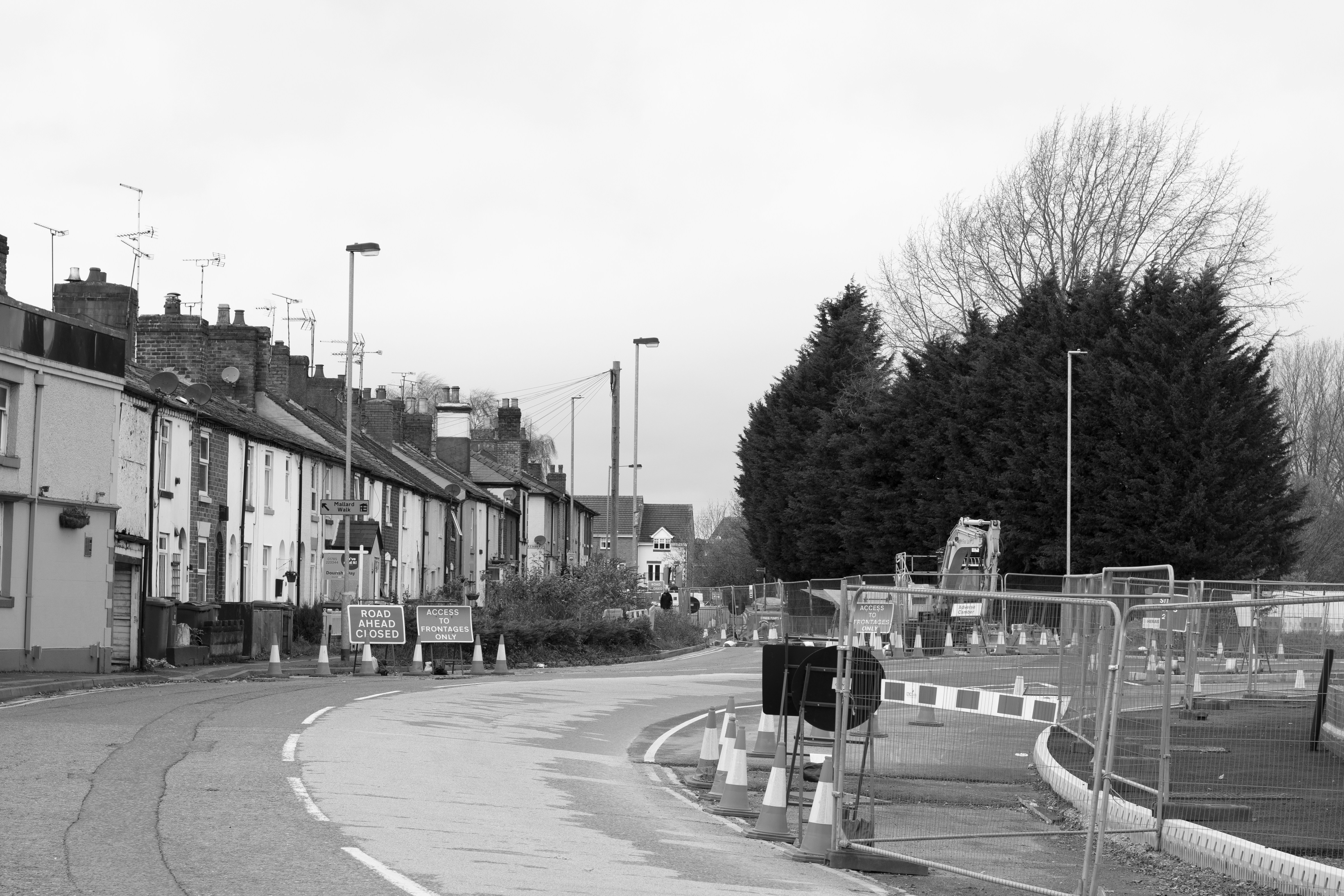Ongoing roadworks, road closed.  