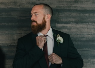 man in black suit jacket