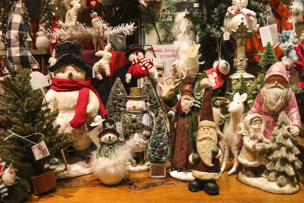 santa claus and snowman figurine