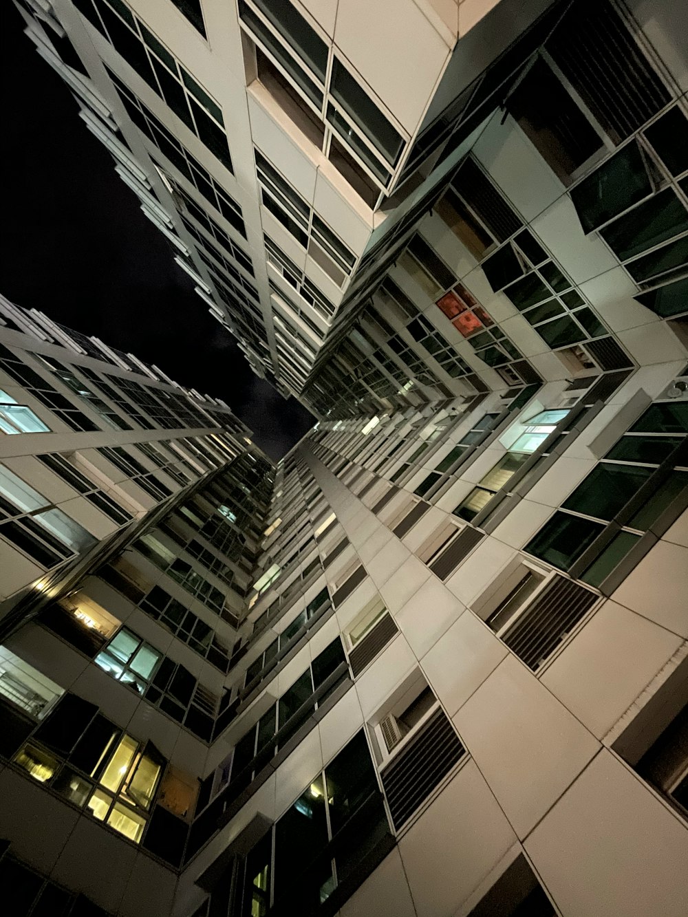 white and black concrete building during night time