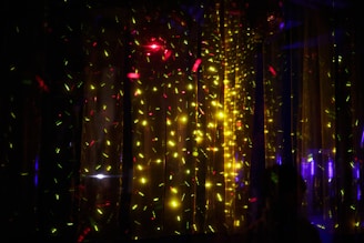A vibrant lighting setup creating a festive atmosphere.