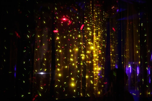 A vibrant lighting setup creating a festive atmosphere.