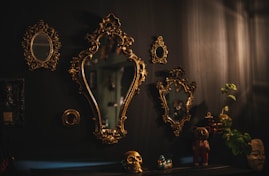 gold and silver steel wall decor