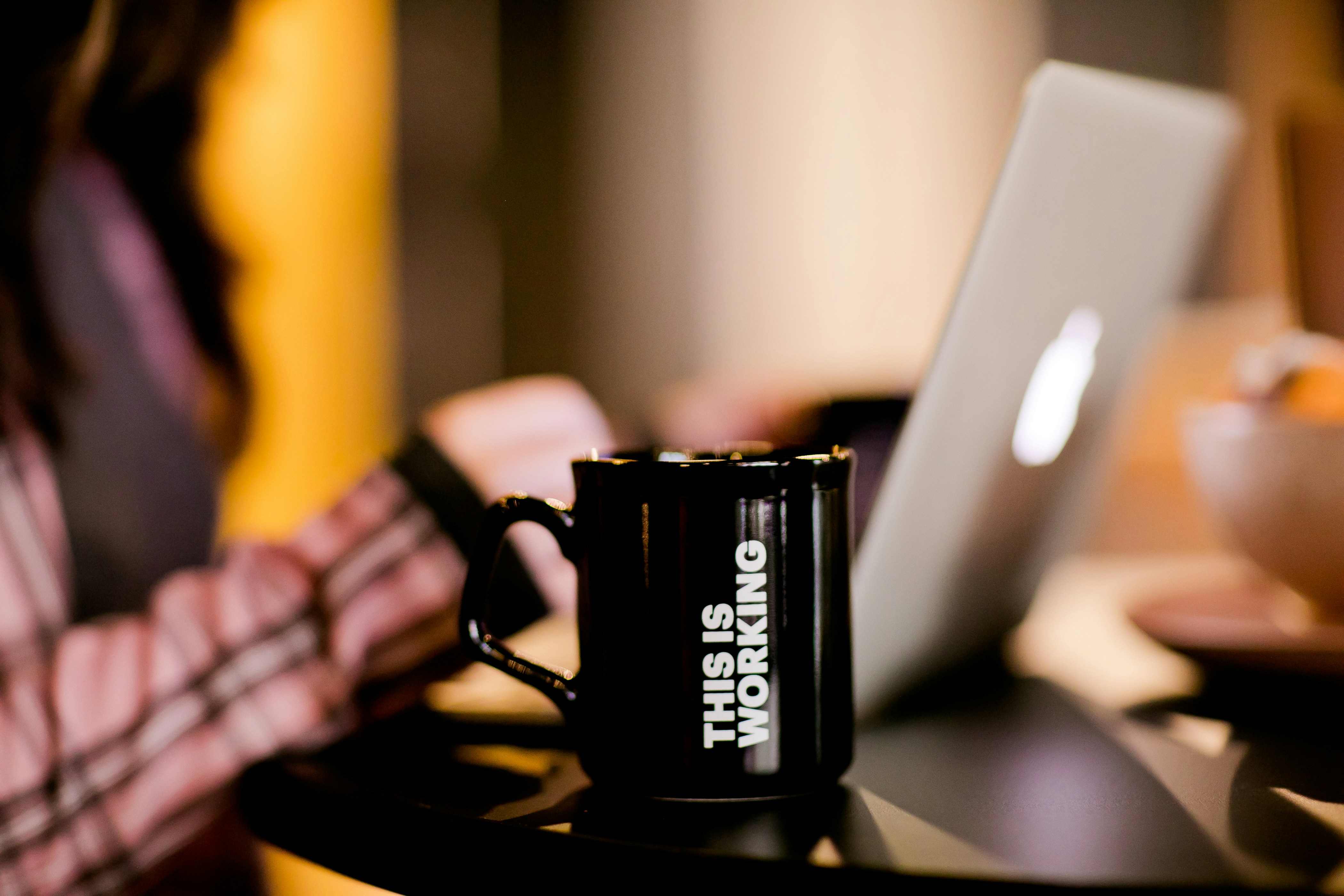 Coffee mug on workspace