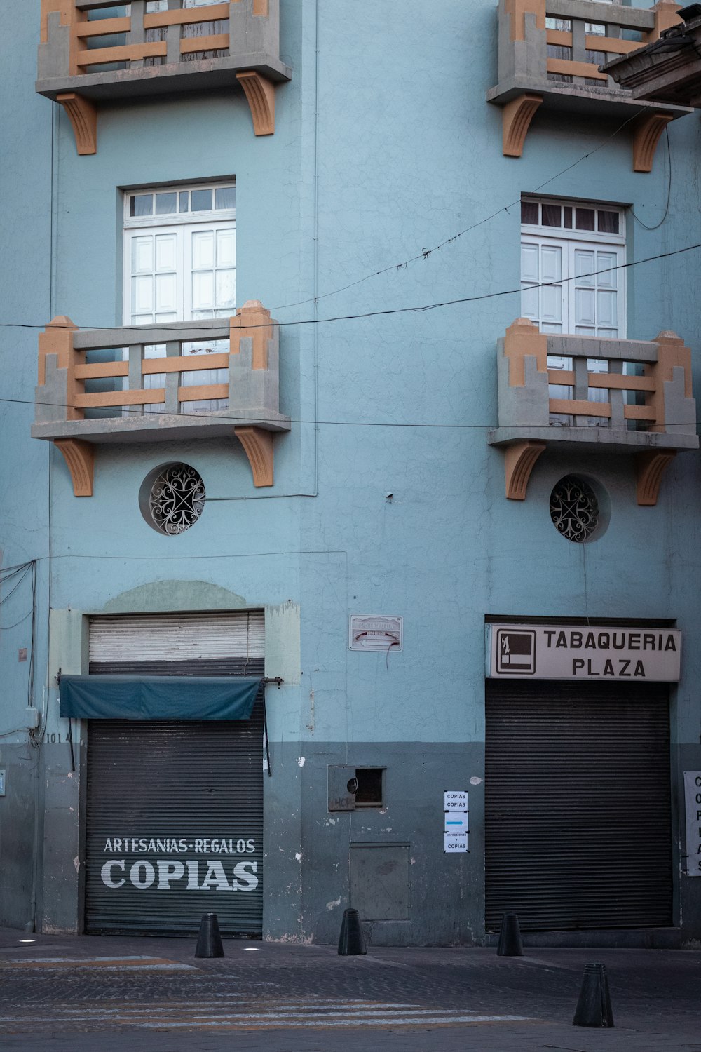 blue and white concrete building