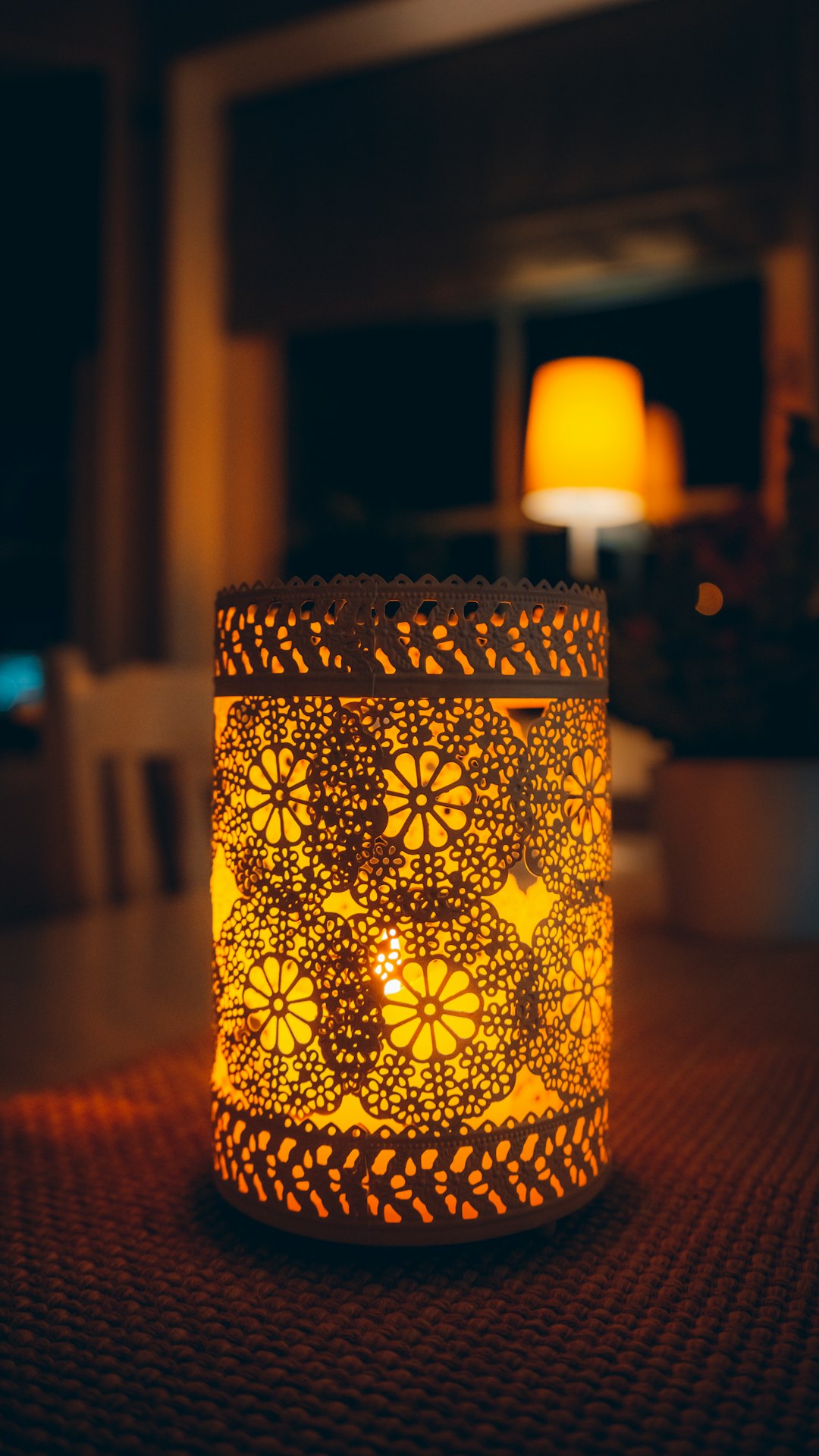 yellow and black floral candle holder