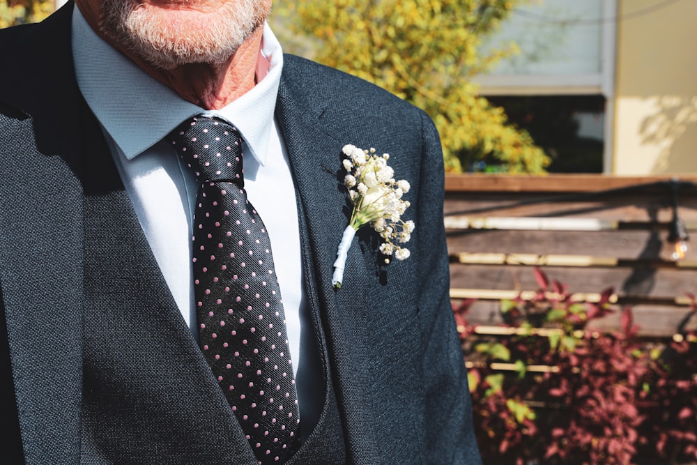 man in black suit jacket and black necktie