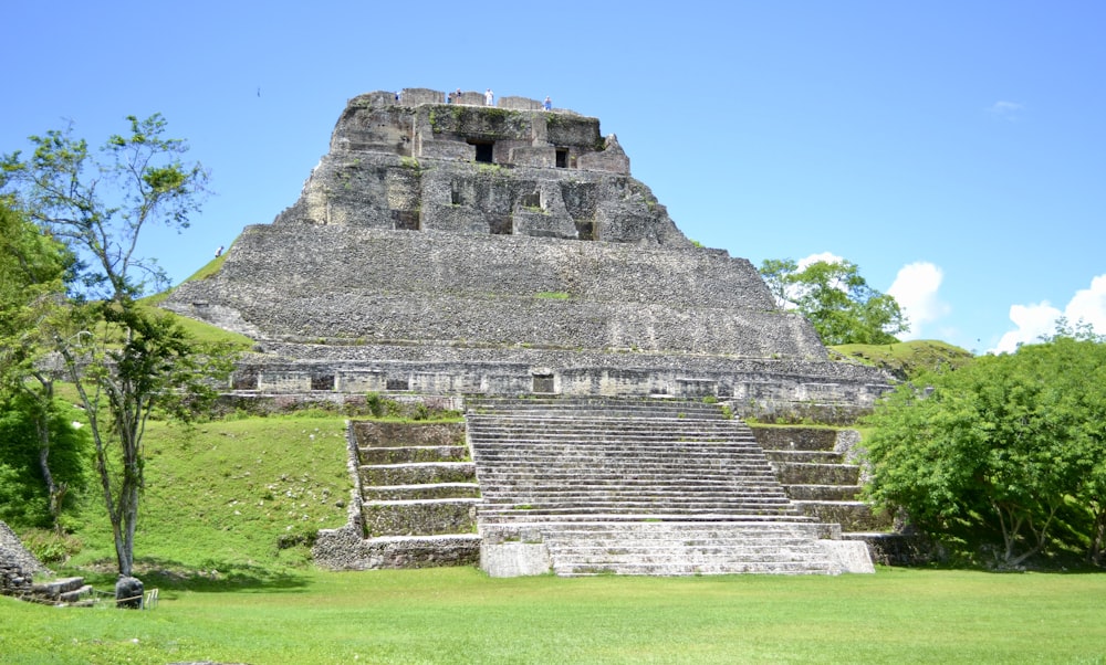 Edificio de hormigón gris en un campo de hierba verde durante el día