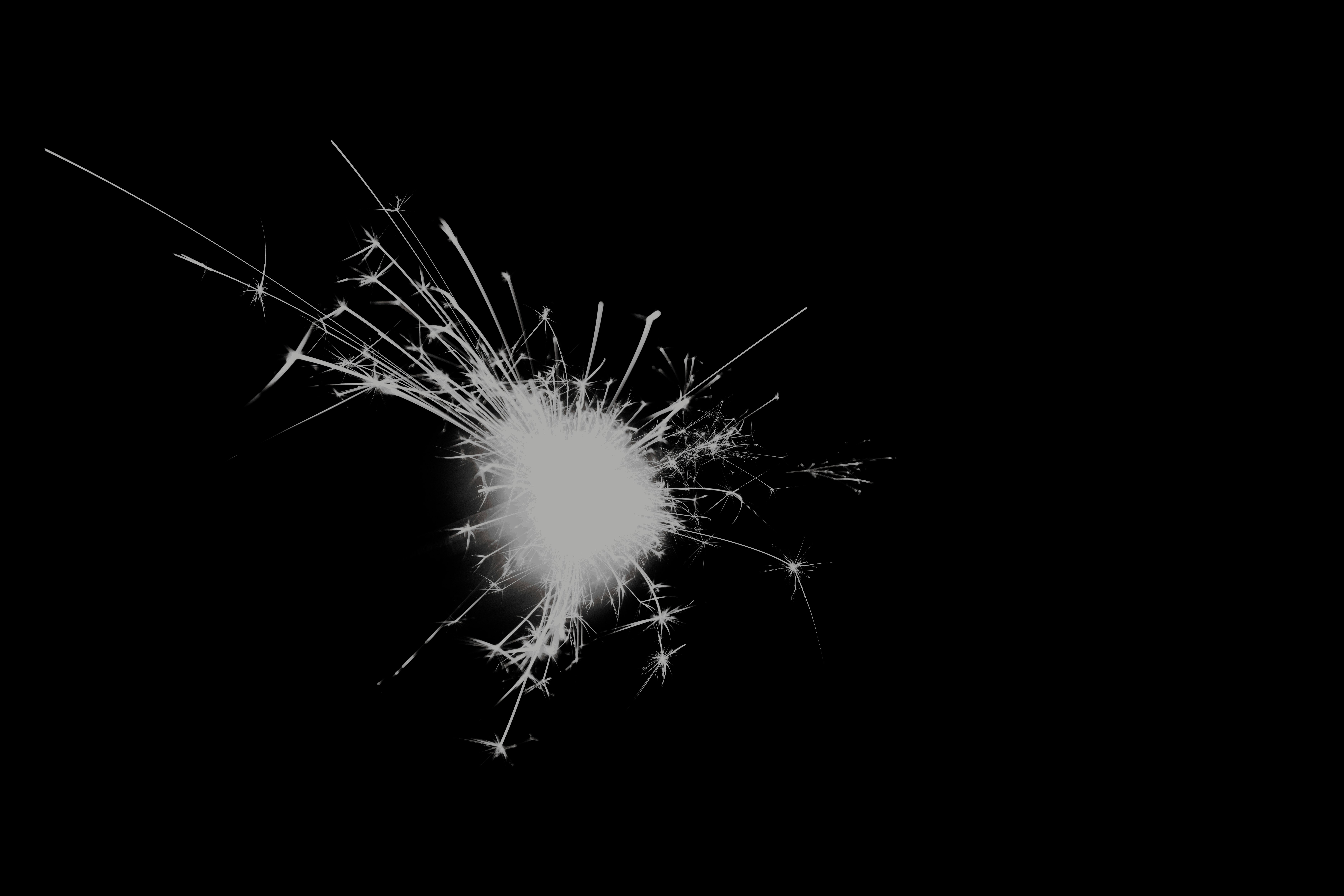 white fireworks in black background