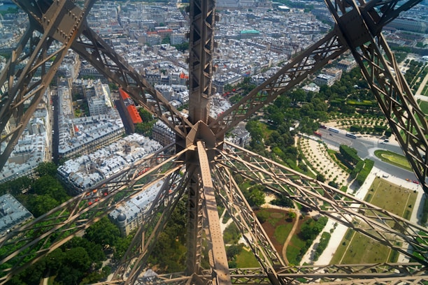 aerial view of brown wooden bridge