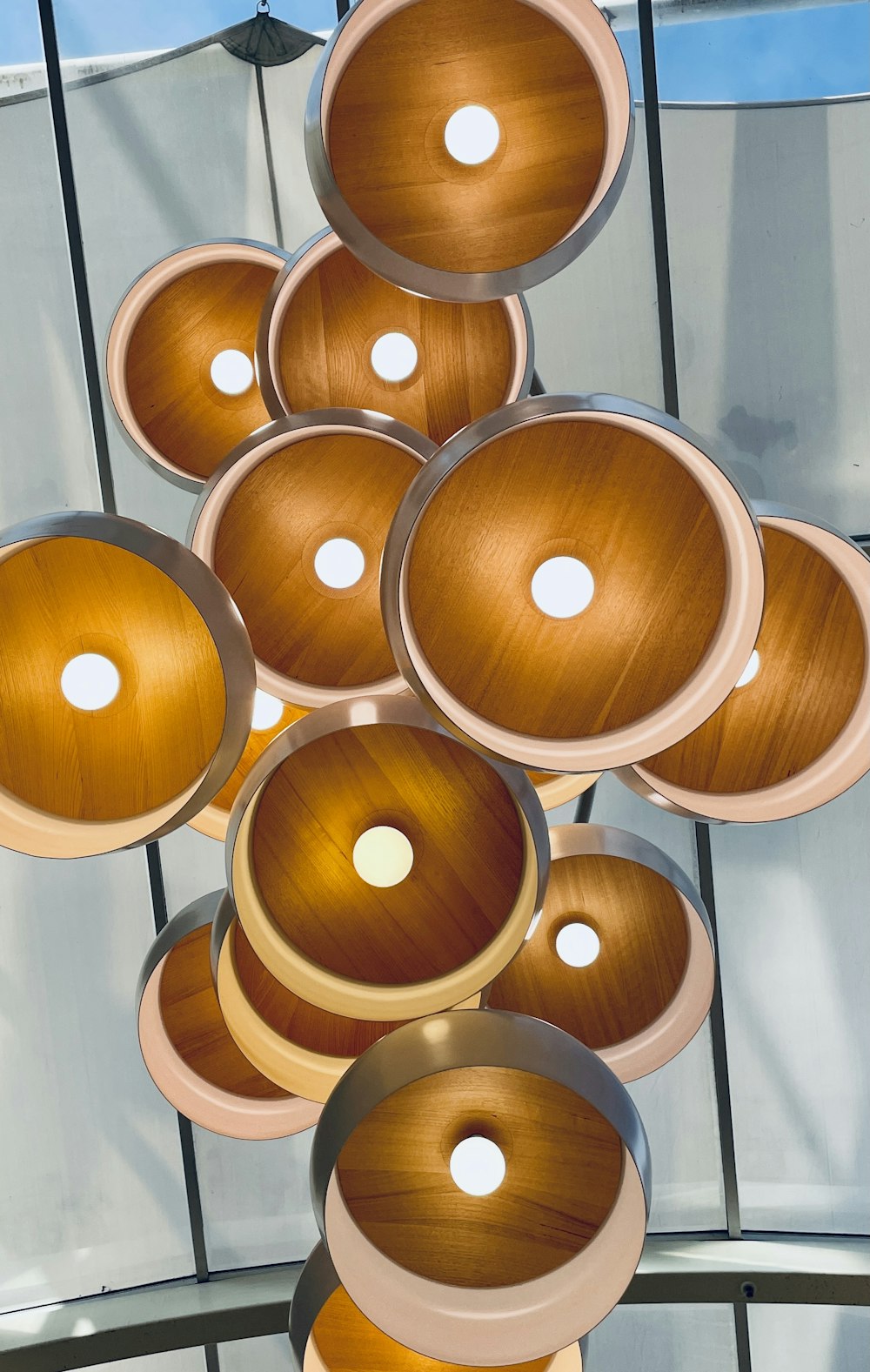 brown wooden round ceiling lamp