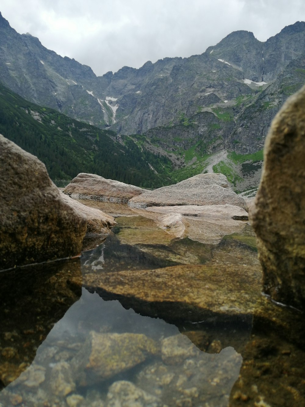 green and gray mountains beside river during daytime