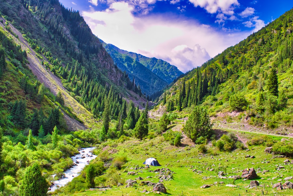 Grüne Berge unter blauem Himmel tagsüber