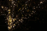 A charming artificial tree adorned with lights for decoration.