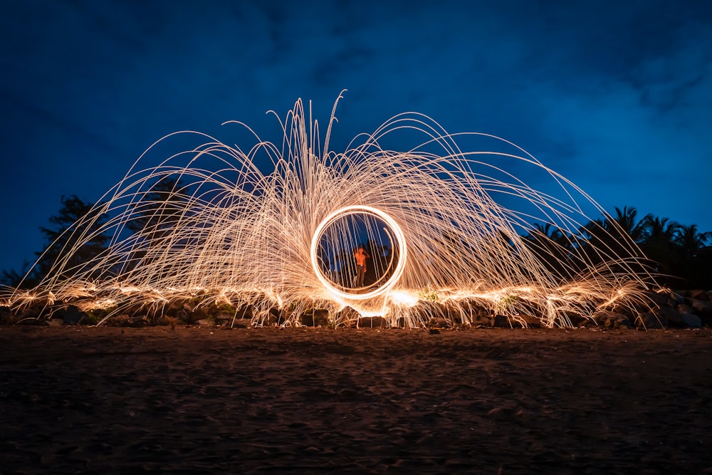 time lapse photography of steel wool