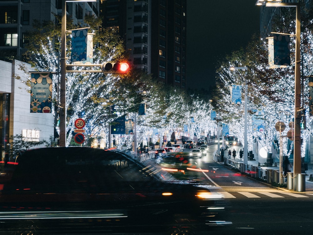 cars on road during night time