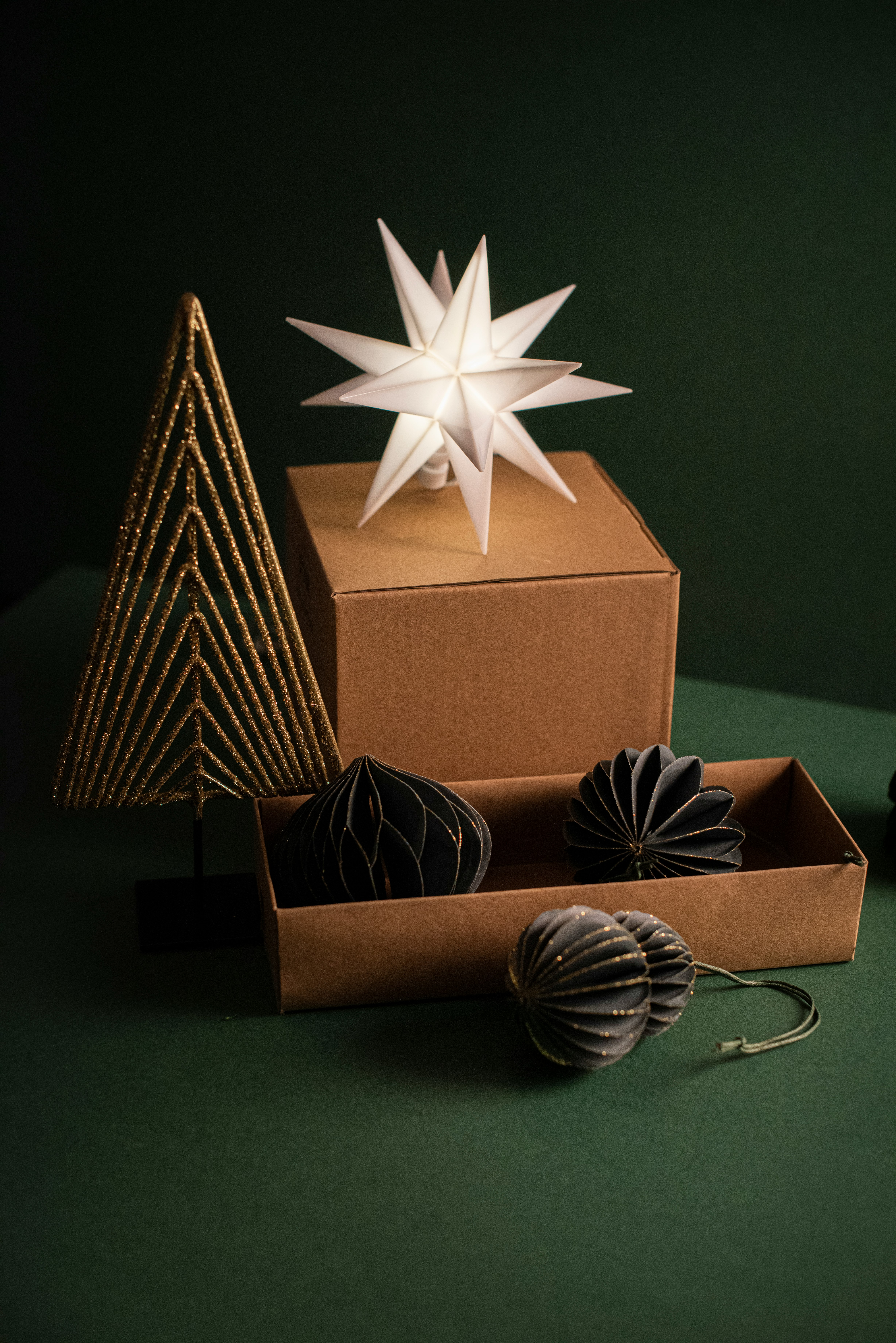 brown and black gift boxes