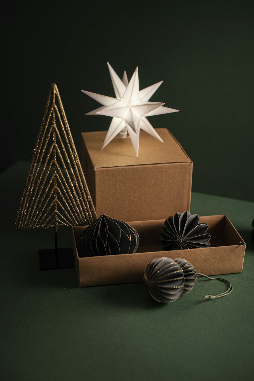 brown and black gift boxes