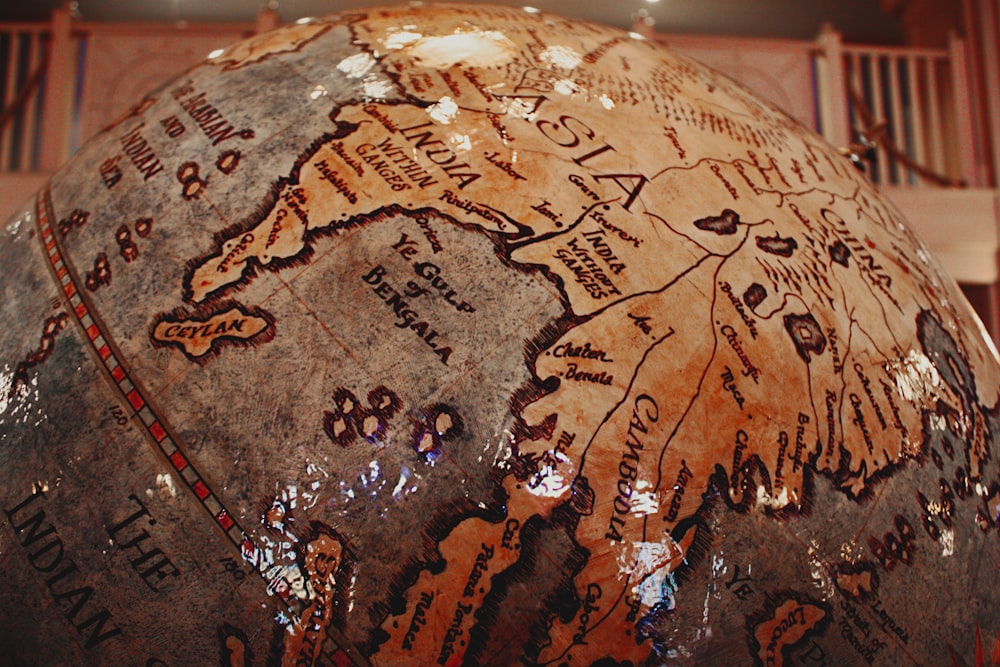 brown and black printed textile
