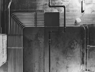 grayscale photo of water fountain