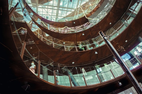 brown and black spiral staircase